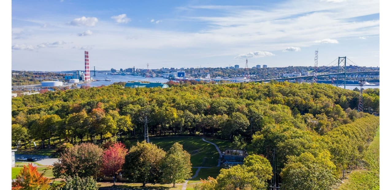 Lot 4 in the foreground, Halifax Harbour, MacKay Bridge